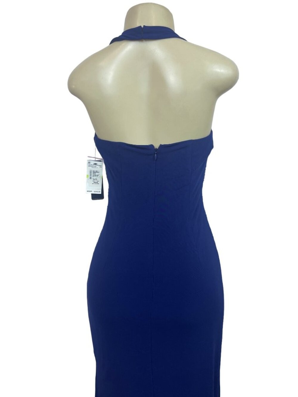 Laundry By Shelli Segal Womens Blue Polyester Spandex Halter Maxi Dress Size 4 - Picture 6 of 12